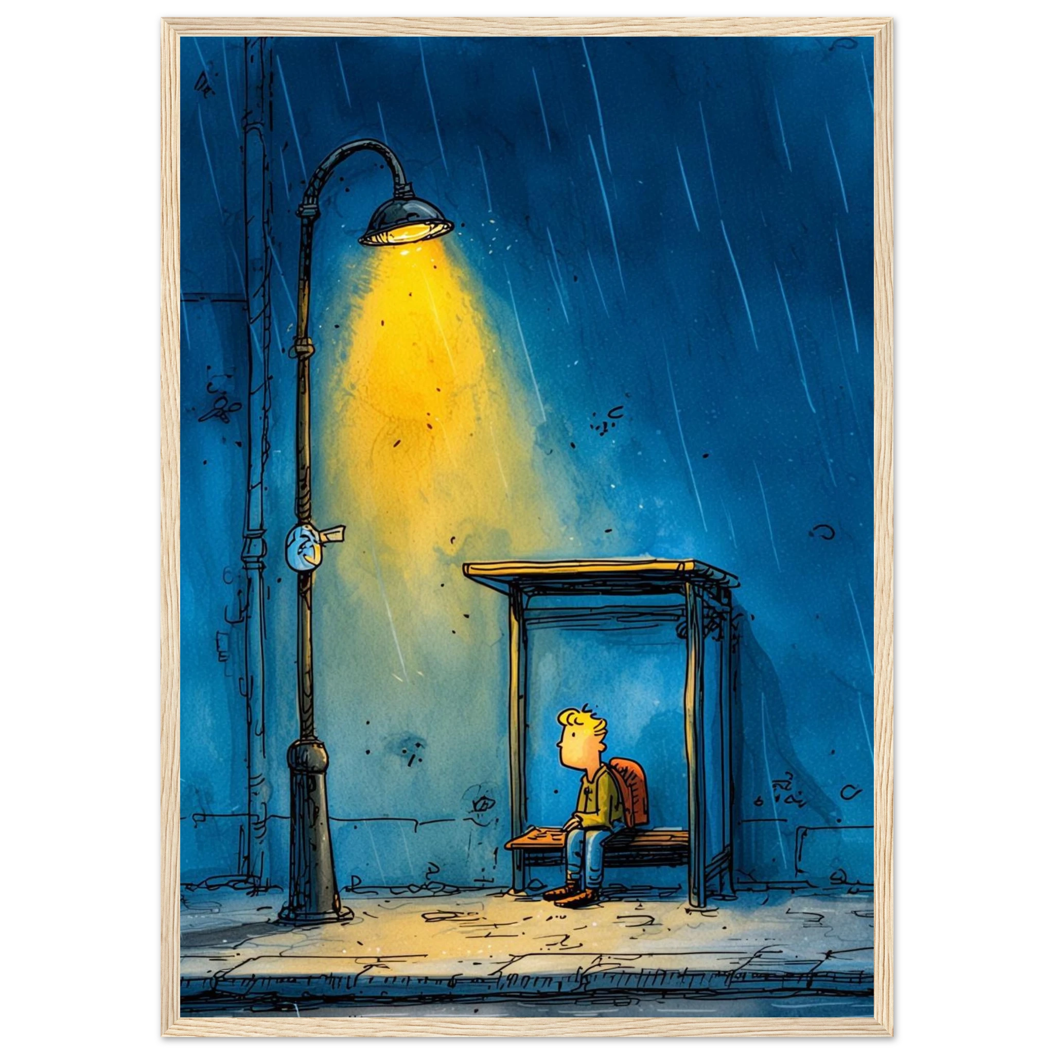 Rizen The Last Bus Home - Premium Framed Wall Art