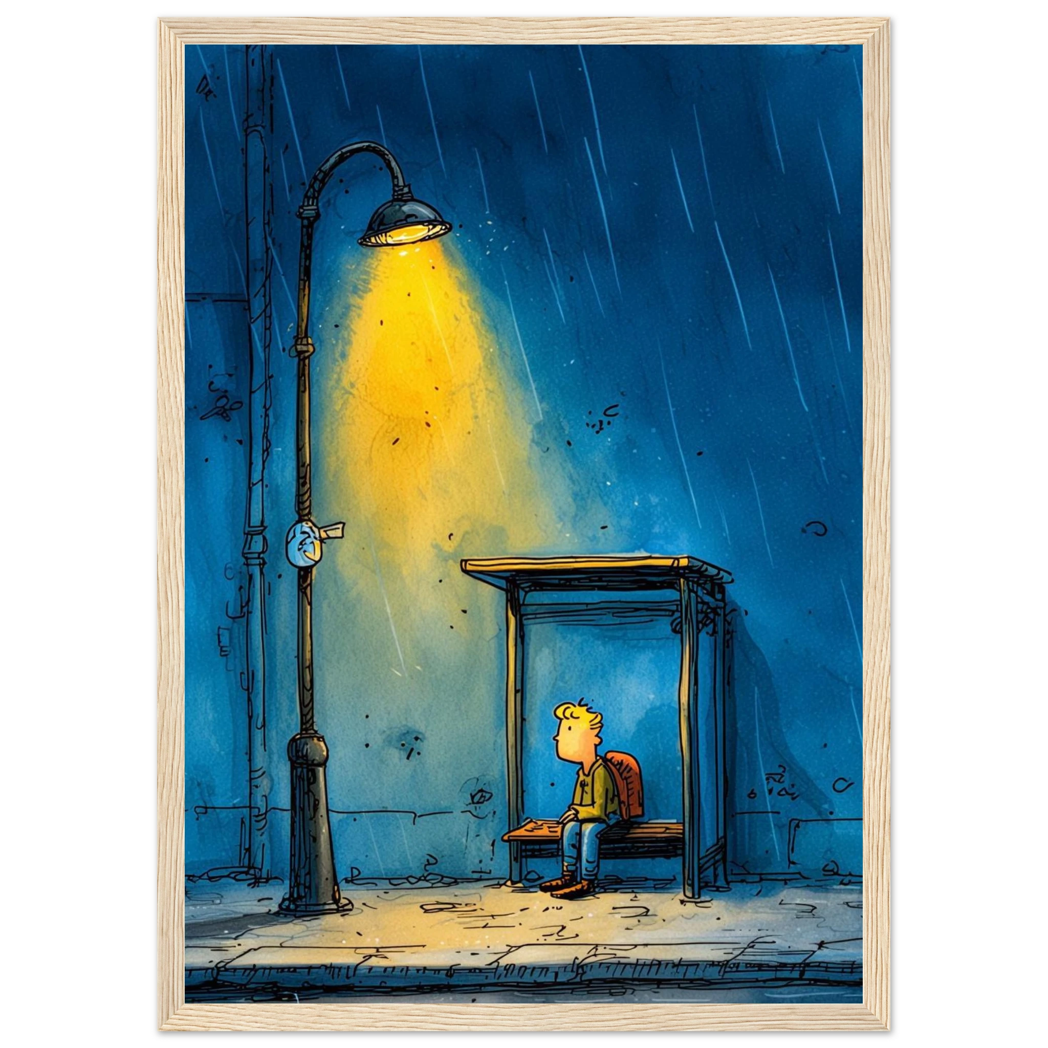 Rizen The Last Bus Home - Premium Framed Wall Art