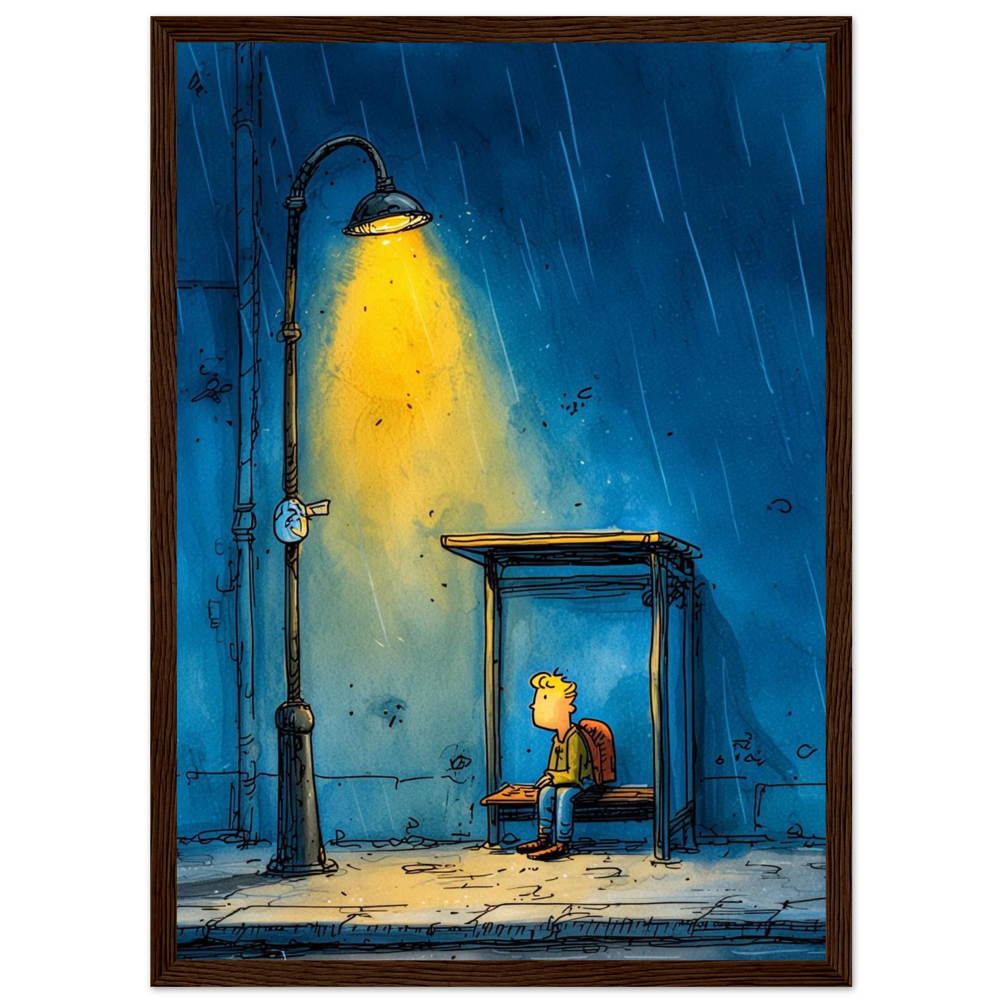 Rizen The Last Bus Home - Premium Framed Wall Art