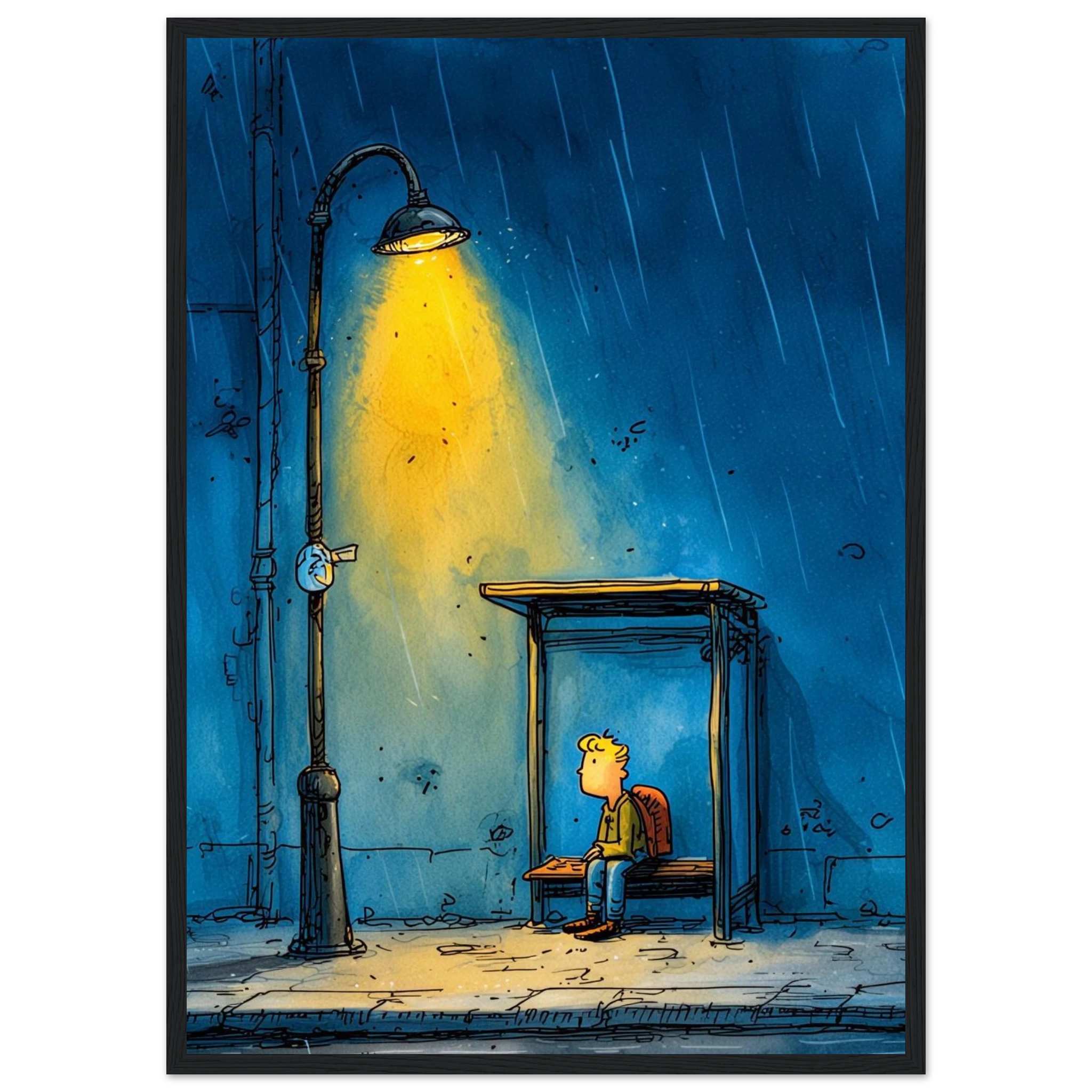 Rizen The Last Bus Home - Premium Framed Wall Art