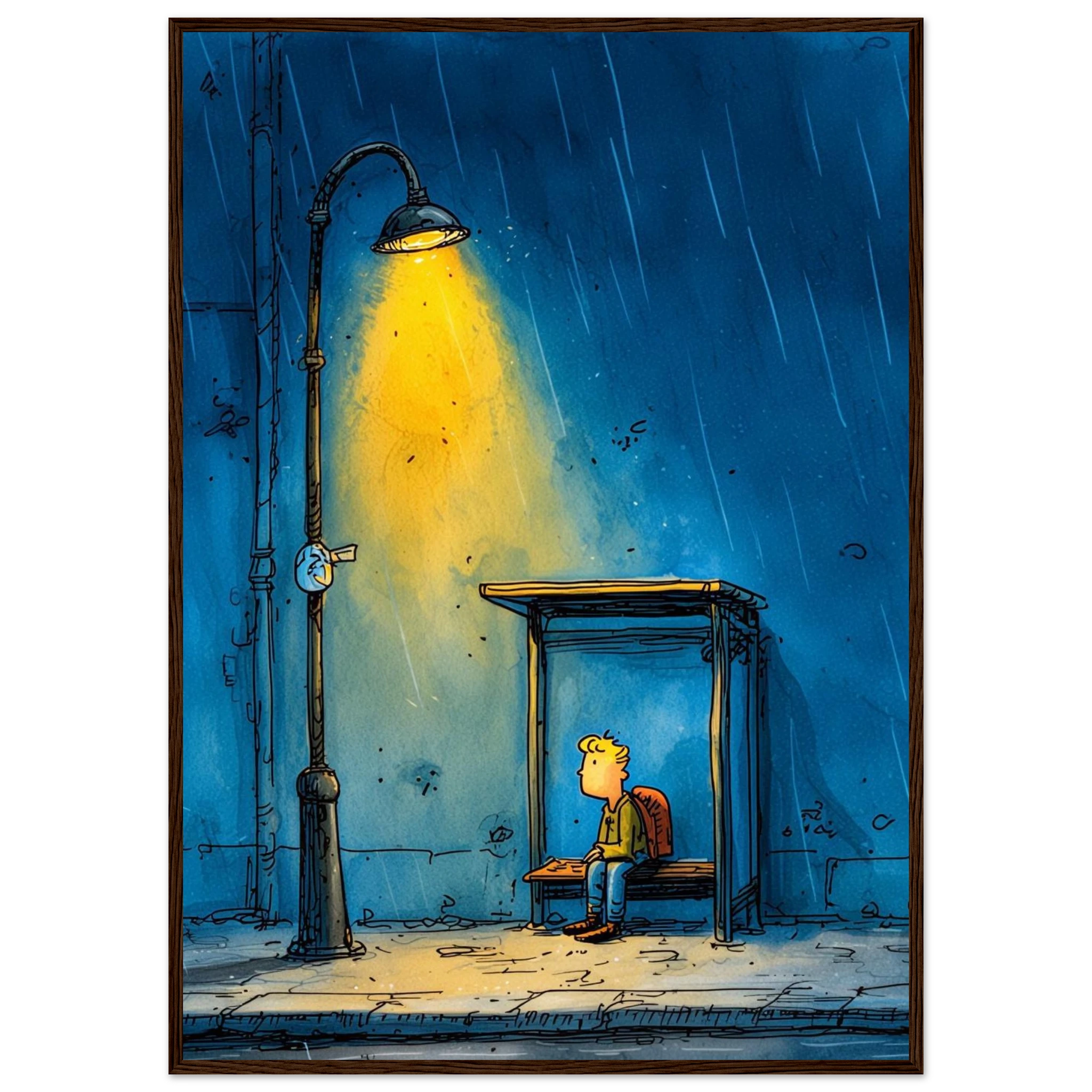 Rizen The Last Bus Home - Premium Framed Wall Art