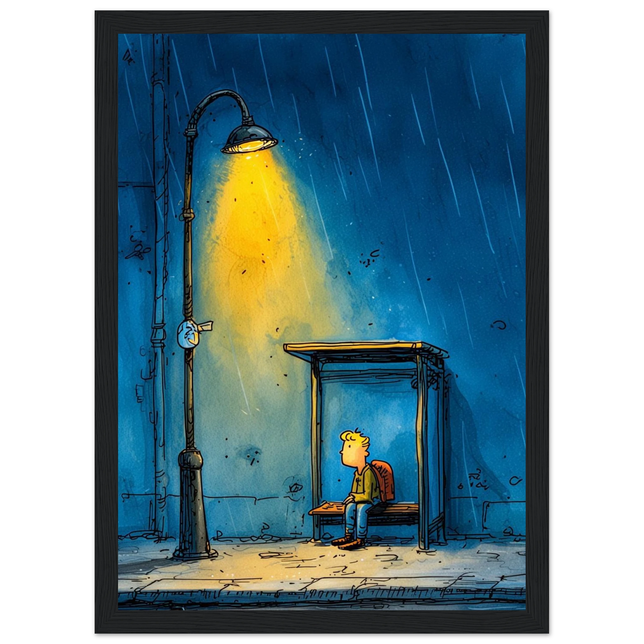 Rizen The Last Bus Home - Premium Framed Wall Art