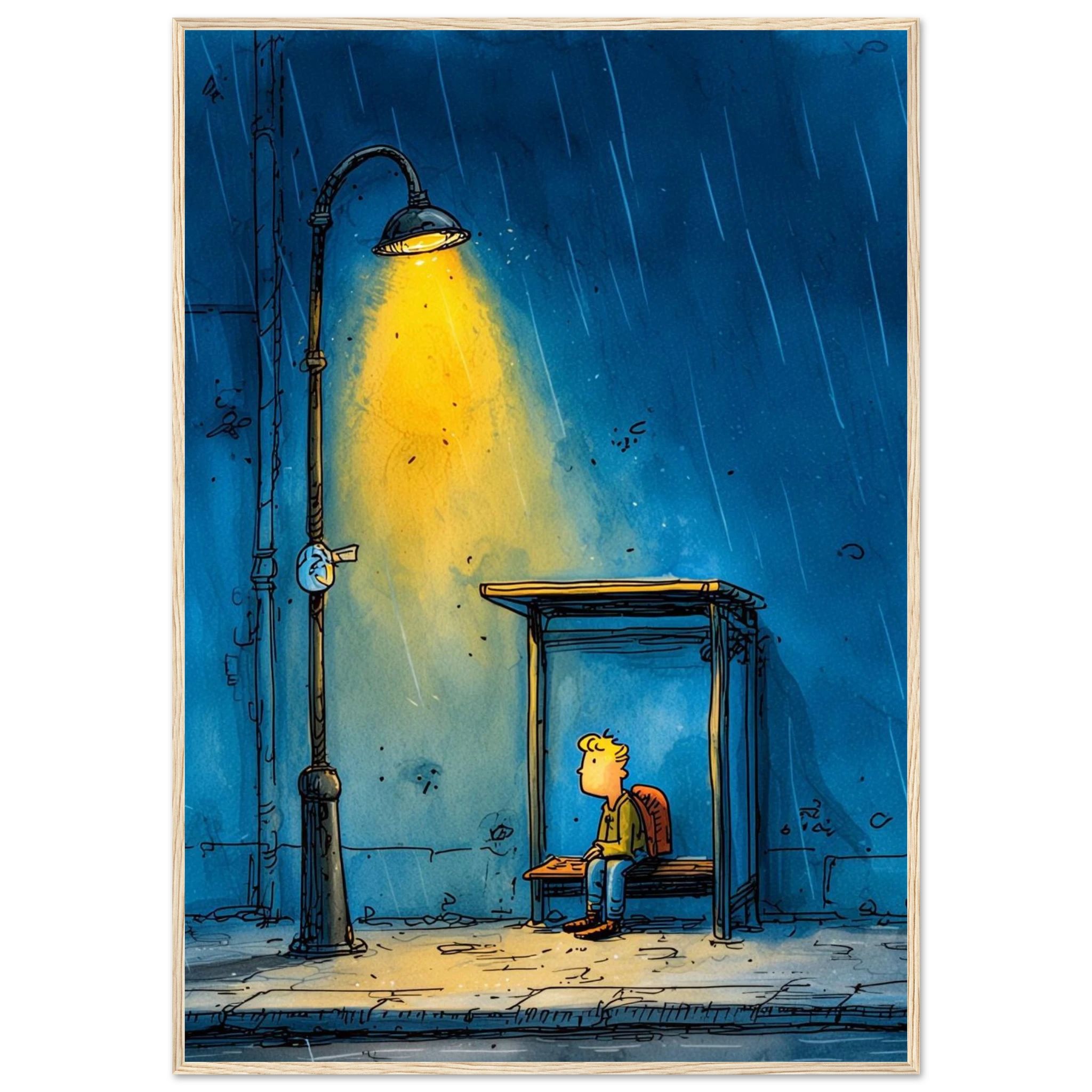 Rizen The Last Bus Home - Premium Framed Wall Art