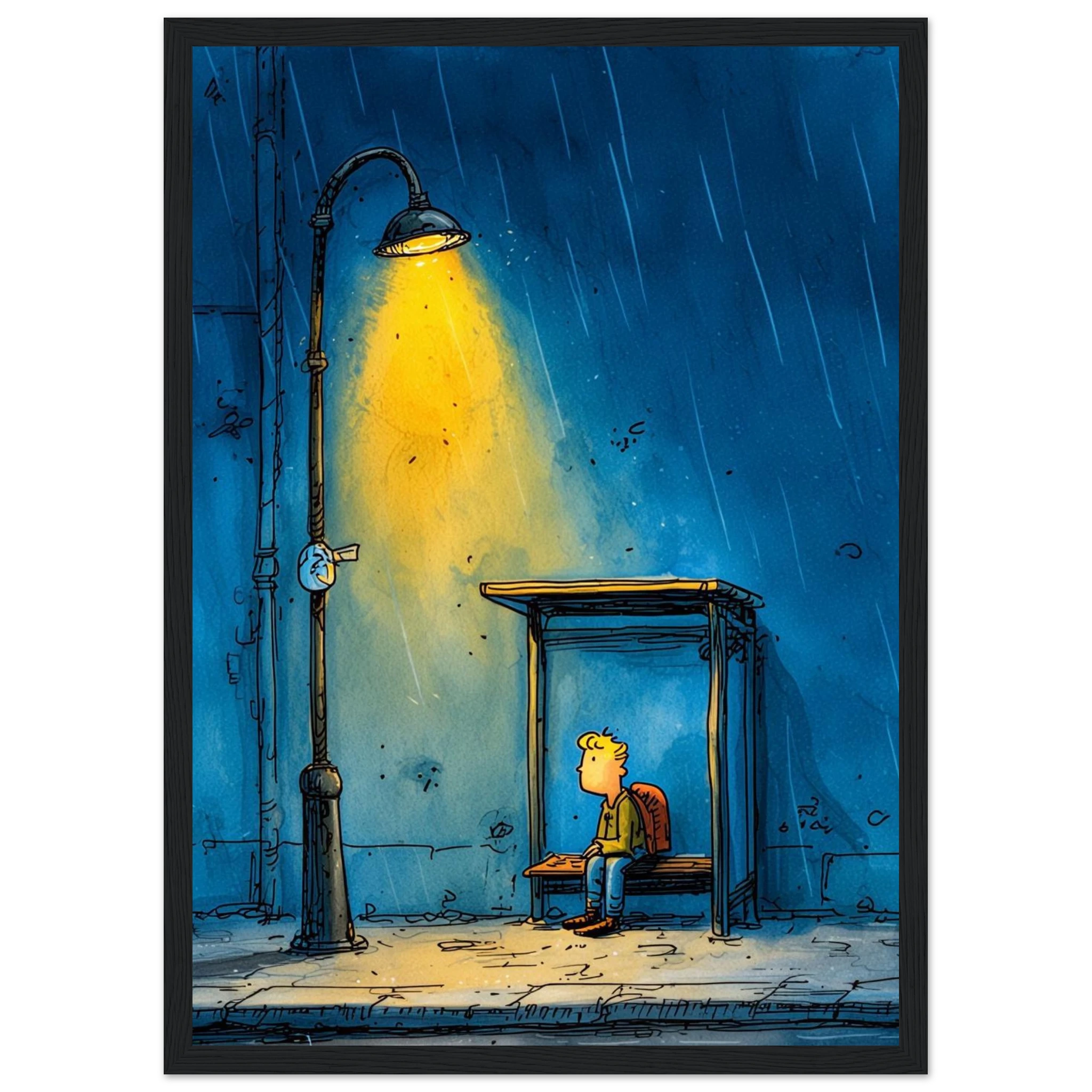 Rizen The Last Bus Home - Premium Framed Wall Art